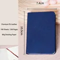 Portable A7 dark blue PU leather notebook with 100 sheets and ribbon bookmark - A7 (No Buckle / 100 Sheets) / Dark Blue