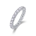 Classic S925 sterling silver moissanite eternity ring with round cut stones and prong setting - R13639 Moissanite 3.0mm