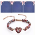 Detail of handmade heart-shaped natural stone bracelet with meaningful gift cards - Colorful Emperor Stone Heart Shape (Style-1)