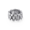 Anello in acciaio inossidabile satinato con design a maglia di cinturino d'orologio - US 8 / Color Acciaio