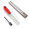 Multifunction 18/8 stainless steel cheese grater with red handle and cleaning brush - Color Box / Red
