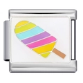 Modulo per bracciale italiano in acciaio inossidabile con design gelato arcobaleno - Stile Cuore Viola (ICJ971)