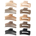 10-piece matte hair claw clip set in earth tones featuring curved and rectangular designs - 10-Piece Set Style A