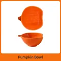 Orange pumpkin shaped ceramic hamster bowl with handle for food and water - Pumpkin Small Bowl