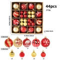 44-piece red and gold Christmas ball set with assorted sizes and festive patterns - 616-12 (Red & Gold Set - 44pcs) / 3+6cm