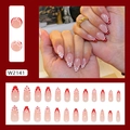 French tip press on nails with red polka dots and white lace details, 24pcs set - Playful Polka Dots (W2141)