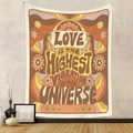 70s Retro Style Bohemian Wall Tapestry with Love Is The Highest Vibration In The Universe Quote - Gt202417 / 73*95CM (Cross-border Brushed)