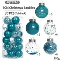 Set da 30 pezzi di palline di Natale da 6 cm blu petrolio e trasparenti in cilindro - 30 Pezzi/Barile (380g) / Serie Blu Ciano