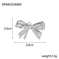 Silver bow pendant with 3.0cm width and 2.0cm height dimensions on white background - XP44555AW0-Silver Streamlined Large Bowknot (3.0x2.0cm)