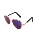 Cute aviator pet sunglasses with rose gold frames and purple lenses for cats and dogs - Aviator Style Shiny Blue