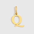 Ciondolo lettera Q lucido in acciaio al titanio placcato oro 18k per gioielli - Lettera Q (ZP30271) / Argento