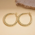 Minimalist gold geometric twisted round earrings with textured metallic finish - Gold (With 925 Silver Pin)