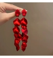 Elegante lange rode bloemenoorbellen met metaalglans voor dames in bloemstijl - Rode Lange Bloemblad Stijl (1# Stalen Pin)