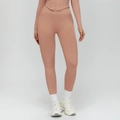Slim fit high waisted seamless yoga pants in dusty rose rib knit for women's fitness - Retro Pink