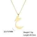 Golden stainless steel Arabic letter pendant necklace with 45+5cm adjustable chain - Arabic Letter 7