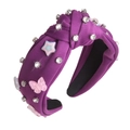 Purple knotted headband featuring sparkling crystals, a colorful star, and pink bows - 5# Purple (Star Bowknot Decor)
