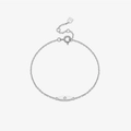 Minimalist 925 sterling silver bracelet for women with oval tag and zircon stone - Platinum