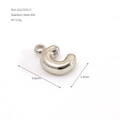 Macro shot of silver 304 stainless steel bubble letter pendant with size and weight specs - Letter C / Steel