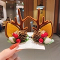 Cute brown reindeer antler hair clips with pine cones and red berries for Christmas - 17# Brown Antler Clip with Pine Cone & Berry