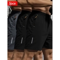 Set di 3 pantaloncini sportivi da uomo a asciugatura rapida, neri e grigi, tessuto estivo - XL / Grigio Scuro E Nero