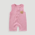 Body neonato senza maniche rosa in doppia garza traspirante con applicazione orso - 66CM / Rosa