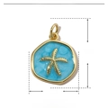 Detailed size view of a 19x14mm blue enamel starfish pendant made of copper - Sky Blue Starfish
