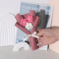 Pink and white handmade crochet flower bouquet with pearl accents and love ribbon - Pearl Core - Peach Pink