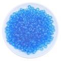 Translucent bright blue acrylic pony beads for DIY jewelry making in a white tray - 100 Pieces/Pack (9x6mm) / Dark Blue
