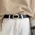 Ceinture en cuir noir minimaliste avec boucle ovale en nickel mat sur un jean blanc - 2.8 / 105 / Noir