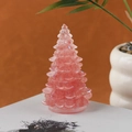 Sapin de Noël en résine rose avec paillettes irisées pour décoration de bureau - 47 Quartz pastèque + Paillettes