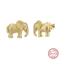 Boucles d'oreilles minimalistes en argent sterling s925 éléphant avec finition dorée mate - Doré