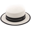 Cappello di paglia bianco da donna con nastro nero e logo metallico M - M (56-58cm) / Bianco