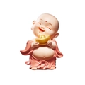 Pink robe Maitreya Buddha crystal resin figurine holding a golden ingot desk ornament - 1222-2 Monk with Ingot (Medium)