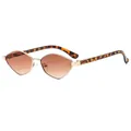 Retro polygon sunglasses with gold metal frame, brown gradient lenses, and tortoiseshell arms - Gold Frame Gradient Tea Lens
