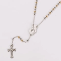 Rosenkranz-Halskette mit gemischten gold- und silberfarbenen Perlen und Kruzifix - Zweifarbig (Gold & Silber)