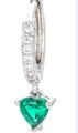 Silver hoop earrings featuring a vibrant green heart pendant with sparkling cubic zirconia - Platinum Plated - Green Zirconia