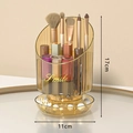 Amber rotating makeup brush holder with Smile logo and dimensions 17x11cm - Gold Stamping Style / Amber Orange