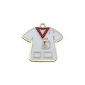 Nurse uniform charm pendant with white enamel and golden edges for jewelry making - White Medical Nurse Uniform (18899)
