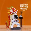 Close-up of astronaut building block pen holder with traditional Chinese dragon dance motif - 6048 Dragon Dance Astronaut