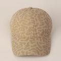 Vista frontale di cappello da baseball leopardato con visiera rinforzata - M (56-58cm) / Cachi
