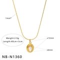 Detailed size specifications for gold pendant necklace with pearl and zircon inlay - Oval Zircon Style (NB-N1360)
