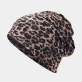 Stylish leopard print slouchy beanie hat made of soft knitted fabric for men and women - Pattern 4-Light Brown Leopard Style