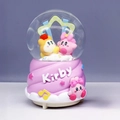 Pink Kirby crystal ball music box with rainbow landscape on a spiral base - Medium (LED/Music) / Kirby (Pink Base)