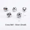 Five small 2cm silver metal cross bells for pet collars and DIY floral gift crafts - Silver Cross Bell / 2cm (5 Pieces/Pack)