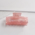 Elegant pink marble rectangle hair claw clip with a glossy translucent finish - Pink Shell Texture