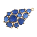 Elegant gold leaf pendant with blue gemstones shaped like grapes on a white backdrop - Type B-Blue