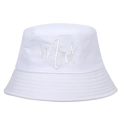 Chapeau bob en coton blanc avec broderie Mrs. élégante pour mariage et plage - Réglable / Blanc Mrs