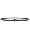 Slim blue leather belt with an elegant interlocking gold buckle for women - Sky Blue