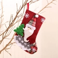 Calza natalizia in lino con babbo natale e decorazione albero glitterato verde - Babbo Natale