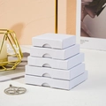 Stack of 5 square white jewelry boxes with fabric texture for rings and necklaces - 6*6*1.6cm / White